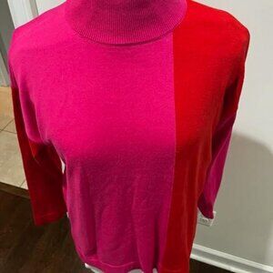 Anne Klein Sweater Mock Turtleneck Pink Red Womens **See Measurements**